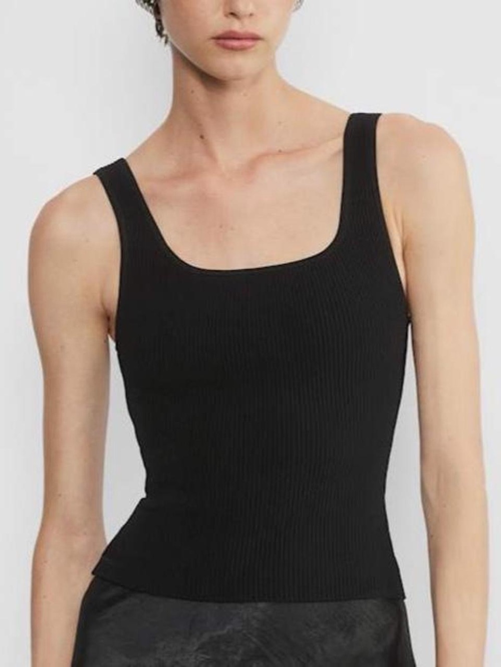 Aritzia Babaton Sculpt Knit Squareneck Tank in Black.